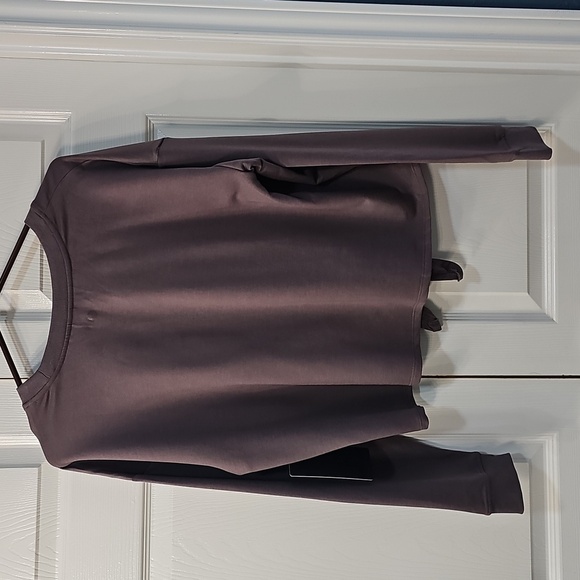 NWT 90 DEGREE BY REFLEX Brushed Terry Tie Hem Pullover Mocha Large - Picture 6 of 13